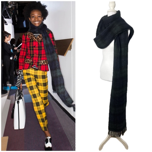 10 FEET LONG! Michael Kors Collection Mohair Wool Tartan...